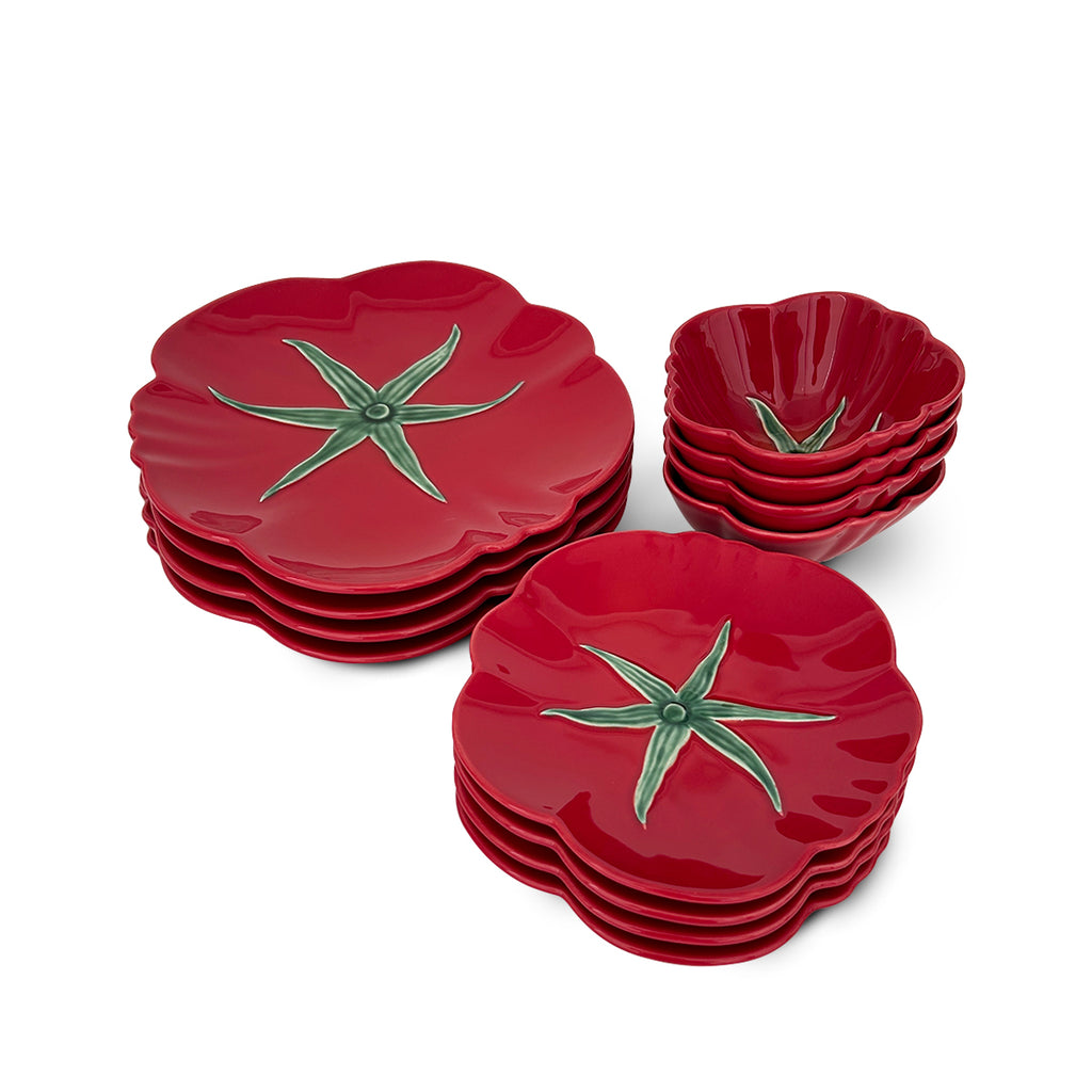 Set de vajilla de cerámica en Forma de Tomate Rojo, de Bordallo Pinheiro
