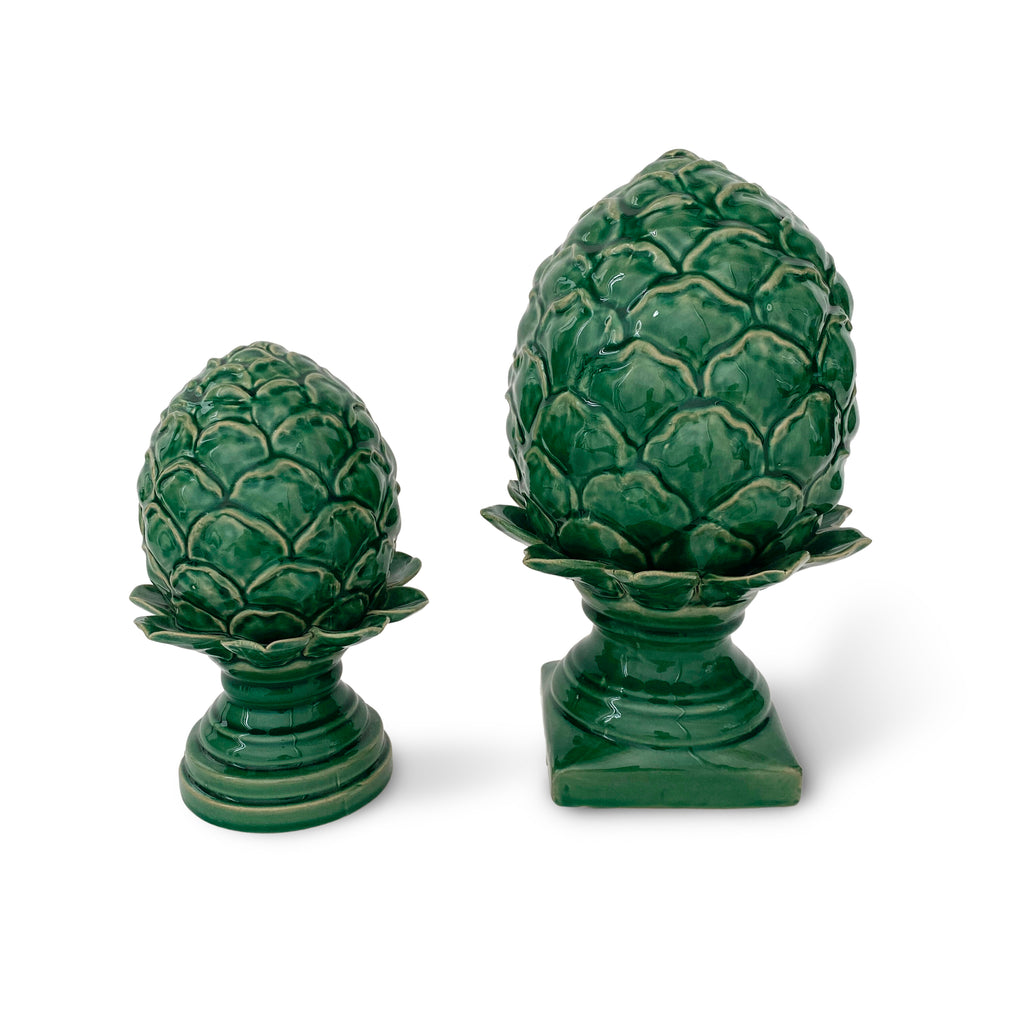 Set de piñas o alcachofas verdes de cerámica Italiana de decoración