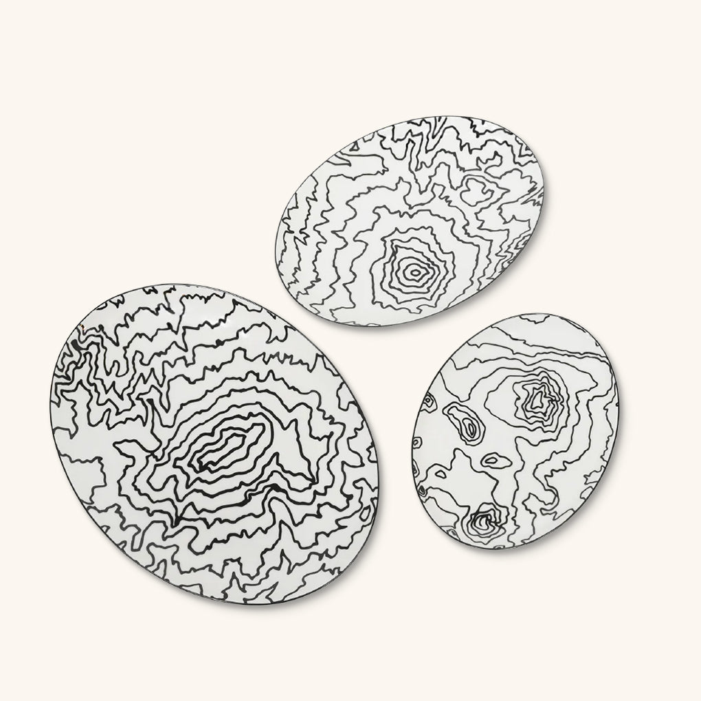 Set de 3 Platos para Servir con Mapa Topográfico de Volcán01