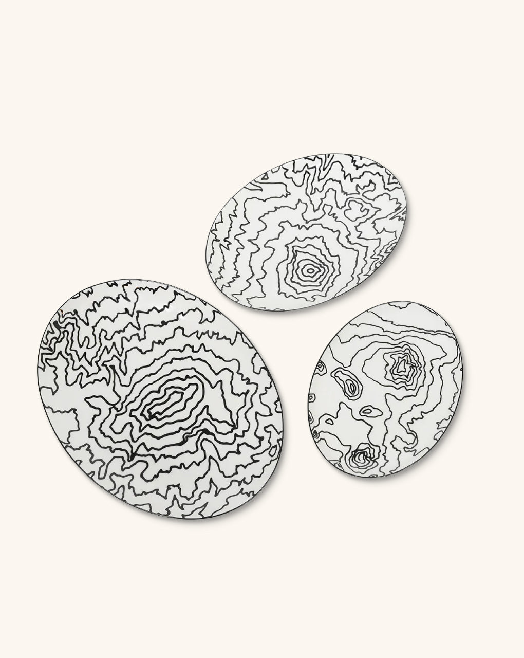 Set de 3 Platos para Servir con Mapa Topográfico de Volcán01