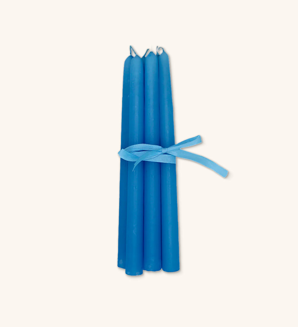 Set de 6 Velas Artesanales Azul Cielo