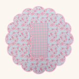 Set de 4 Individuales con Servilletas Big Daisy Rosa y Verde con Orilla Bordada