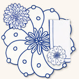 Set de Mantelería Identidad con Individuales, Servilletas y Coasters en Lino Blanco con Bordado en Azul . Set para 4 personas