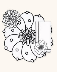 Set de Mantelería Identidad con Individuales, Servilletas y Coasters en Lino Blanco con Bordado en Negro . Set para 4 personas