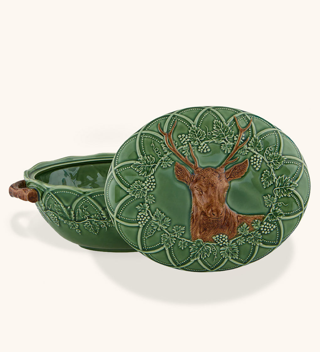 Sopera con Tapa Verde con Venado 3 L