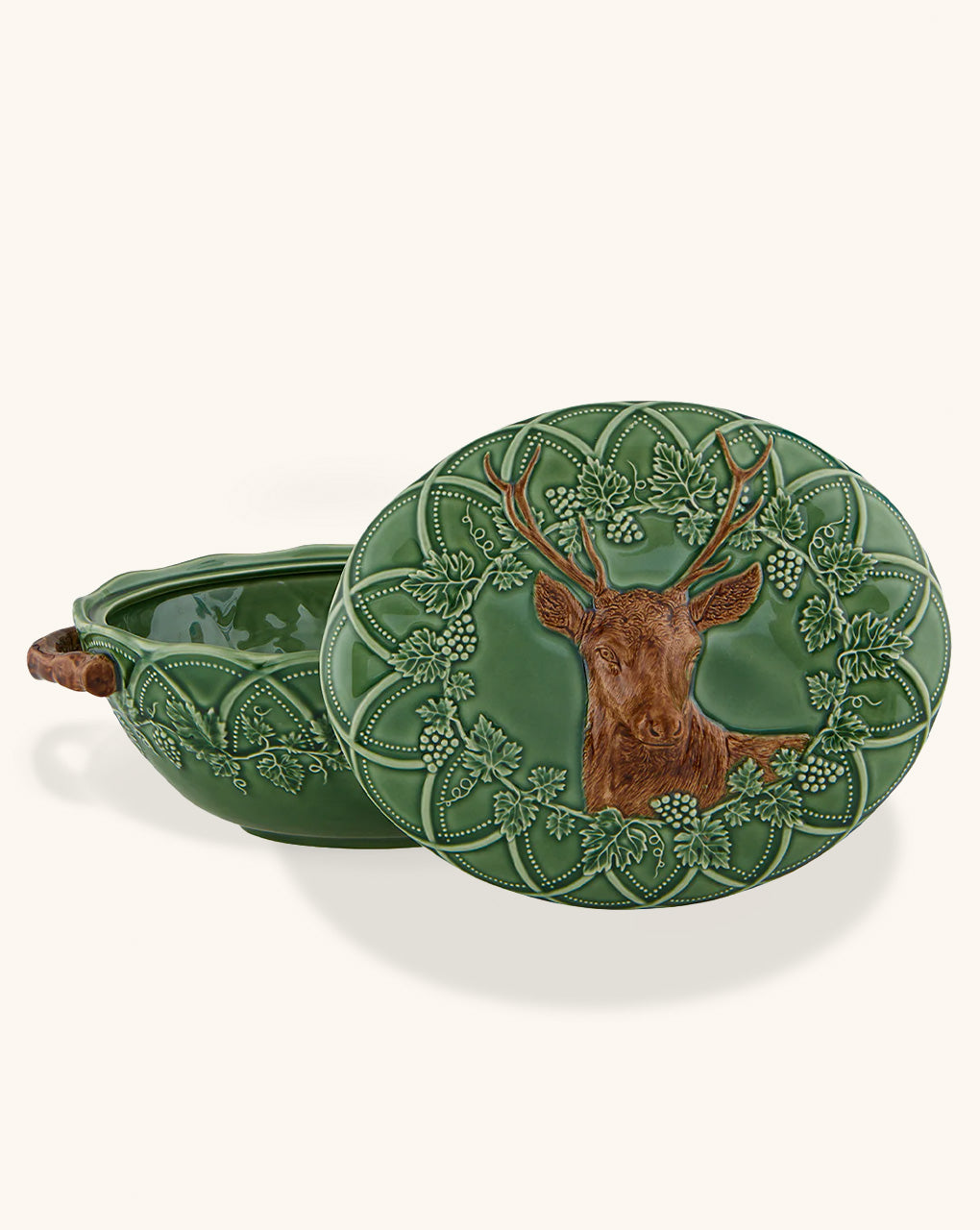 Sopera con Tapa Verde con Venado 3 L