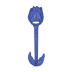 Servilletero en forma de flor tulipan en lino azul con bordado azul, marca Zash 