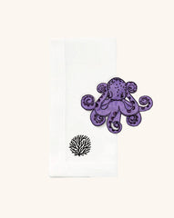 Servilleteros La Mar Bodado de Pulpo en Lino Morado . Set de 4