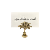 Tarjetero para personalizar los lugares en la mesa, de bronce reciclado en forma de palmera, marca Zash