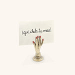 Tarjetero de Bronce en Forma de Mano con Uñas Pintada