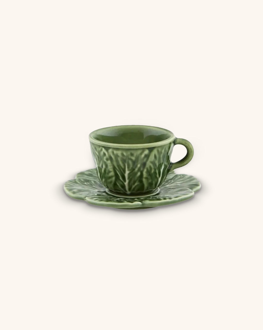 Taza y Platito para Café Repollo Verde. Set de 4. 