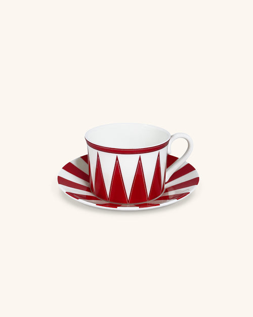 Tazas Té con Plato Identidad Rojo. Set de 4