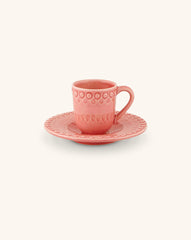 Tazas de Café con Platito Fantasía Rosa. Set de 4