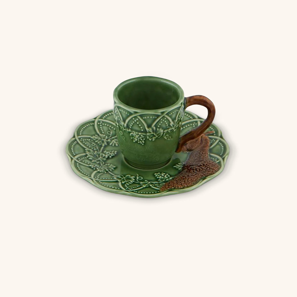 Tazas de Café con Platitos Faisán. Set de 4.