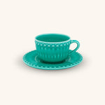 Tazas de Té con Platito Fantasía Aqua. Set de 4