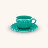 Tazas de Té con Platito Fantasía Aqua. Set de 4