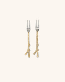 Tenedor Trinche con Mango de Bronce en Forma de Ramitas, Set de 2 piezas