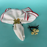 Anillos Servilleteros en Forma de Rama con Trébol de 4 Hojas Dorado Lucky Clover. Set de 4