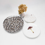 Set de Vajilla Wild Hongo para 4 Personas con Platos Trinche Cheetah Oro, Platos Ensalada Hongo, Platos Pan Catarina (12 piezas)