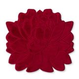 Individuales Blossom Bordado de Flor en Terciopelo Rojo. Set de 4