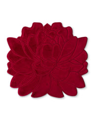 Individuales Blossom Bordado de Flor en Terciopelo Rojo. Set de 4