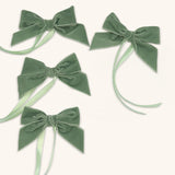 Servilleteros Moño de Terciopelo Verde Salvia 36mm. Set de 4