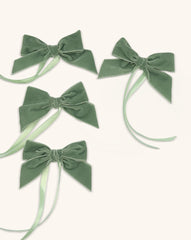 Servilleteros Moño de Terciopelo Verde Salvia 36mm. Set de 4