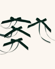 Servilleteros Moño de Terciopelo Verde Oscuro 16mm. Set de 4