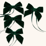 Servilleteros Moño de Terciopelo Verde Oscuro 36mm. Set de 4