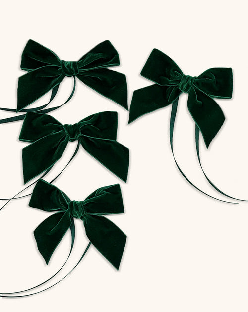 Servilleteros Moño de Terciopelo Verde Oscuro 36mm. Set de 4