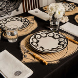 Plato Trinche 26 cm Puebla en Blanco y Negro. Set de 4