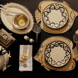 Plato Trinche 26 cm Puebla en Blanco y Negro. Set de 4