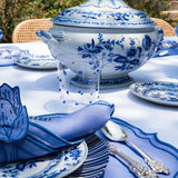 Servilleta Sofía en Lino Azul con Bordado Azul. Set de 4