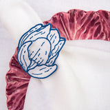 Servilletero de Tulipán en Lino Blanco con Bordado Azul. Set de 4