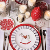 Plato Trinche Candy Cane Gris. Set de 4