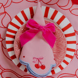 Servilleteros Moño de Terciopelo Rosa 36 mm. Set de 4