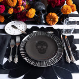 Platos Trinche Negro con Rayas Blancas, set de 4