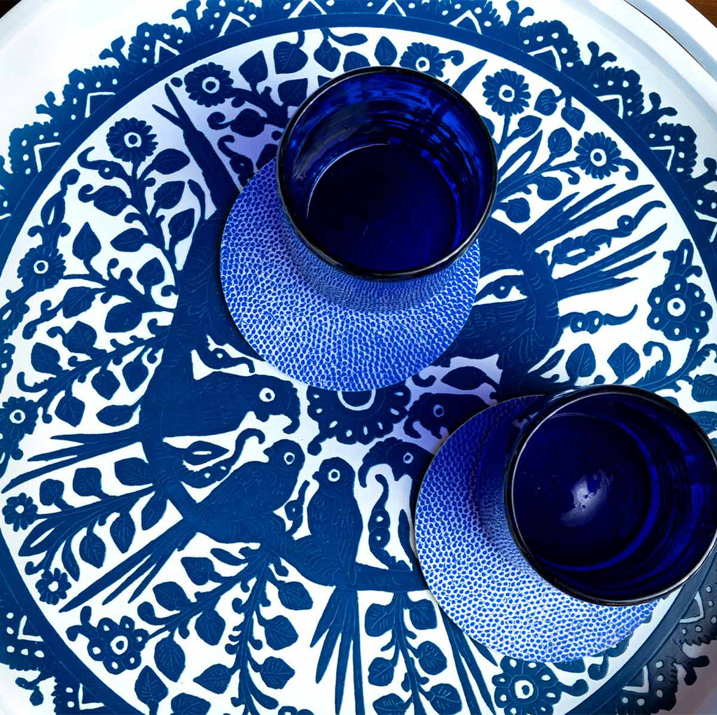 Portavasos Ramona con Antideslizante en Azul. Set de 4