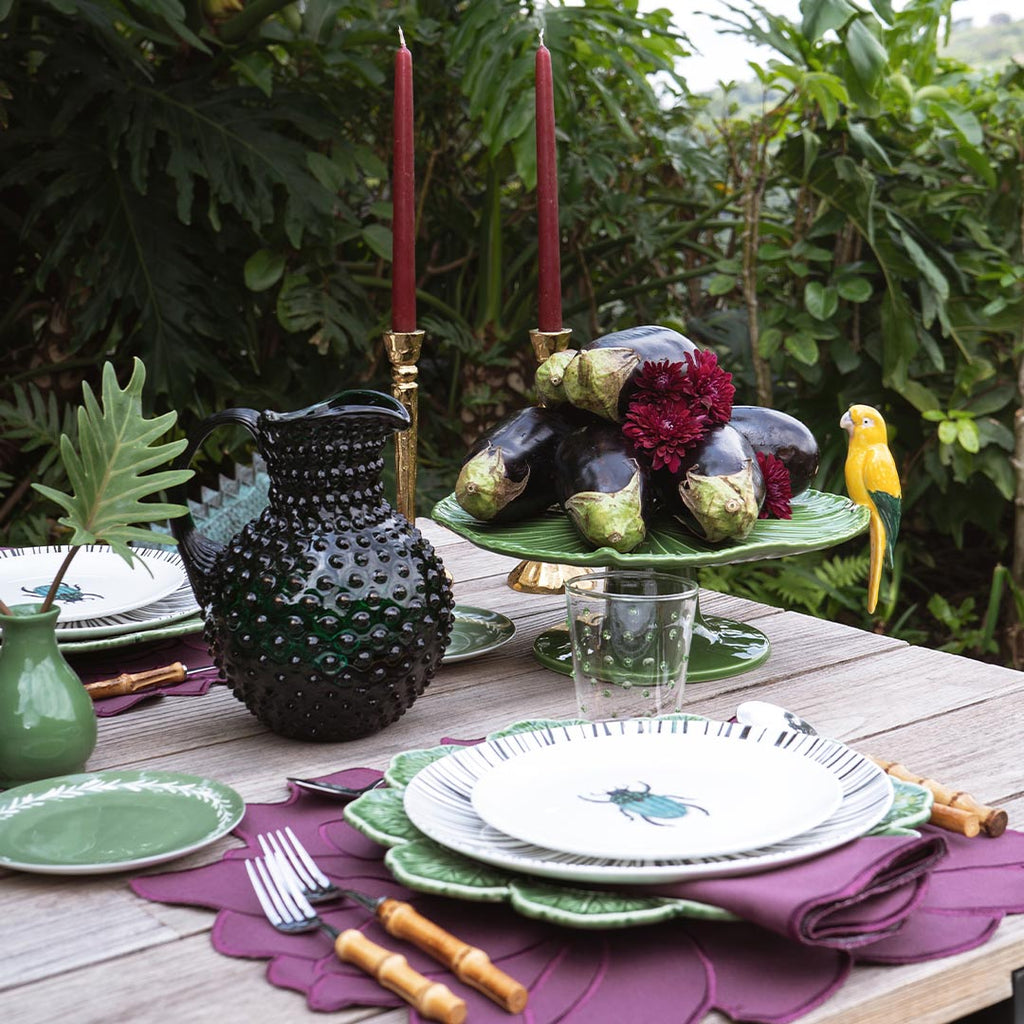 Plato Base de Geranio Bordallo Pinheiro en Verde, Set de 4.