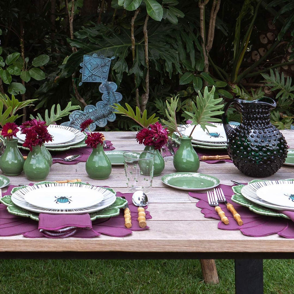 Bajo Plato Geranio Verde. Set de 4.
