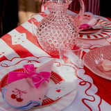 Servilletas Cherry en Algodón Rosa con Bordado de Moño y Cerecitas. Set de 4.