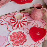 Individuales Sweet en Algodón Rosa Bordado en Forma de Pastel. Set de 4