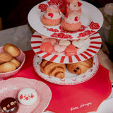 Plato Trinche con Guirnalda Roja de Moños. Set de 4