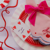 Servilletas Cherry en Algodón Rosa con Bordado de Moño y Cerecitas. Set de 4.