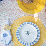 Individual Flor Dalia en Loneta de Algodón Amarillo Pastel. Set de 4