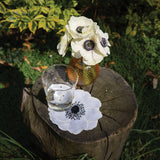 Cocteleras Flor Anemona en Lino Blanco. Set de 4