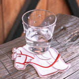 Cocteleras de Caballo en Tercipelo Bordado. Set de 4