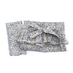 Servilletas Daisy de Algodón con Florecitas Azul, Set de 4 y 1 Delantal de Florecitas Azules