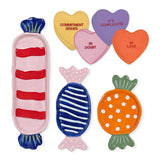 CANDY ZASHPACK: Set con 1 Plato de Dulce Naranja, 1 Plato de Dulce Rosa, 1 Plato de Dulce Azul y 4 Cocteleras Corazón en Lino de Colores