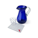Cocteleras de Loneta con Rayas Blancas y Azules con Bordado de Langosta. Set de 4